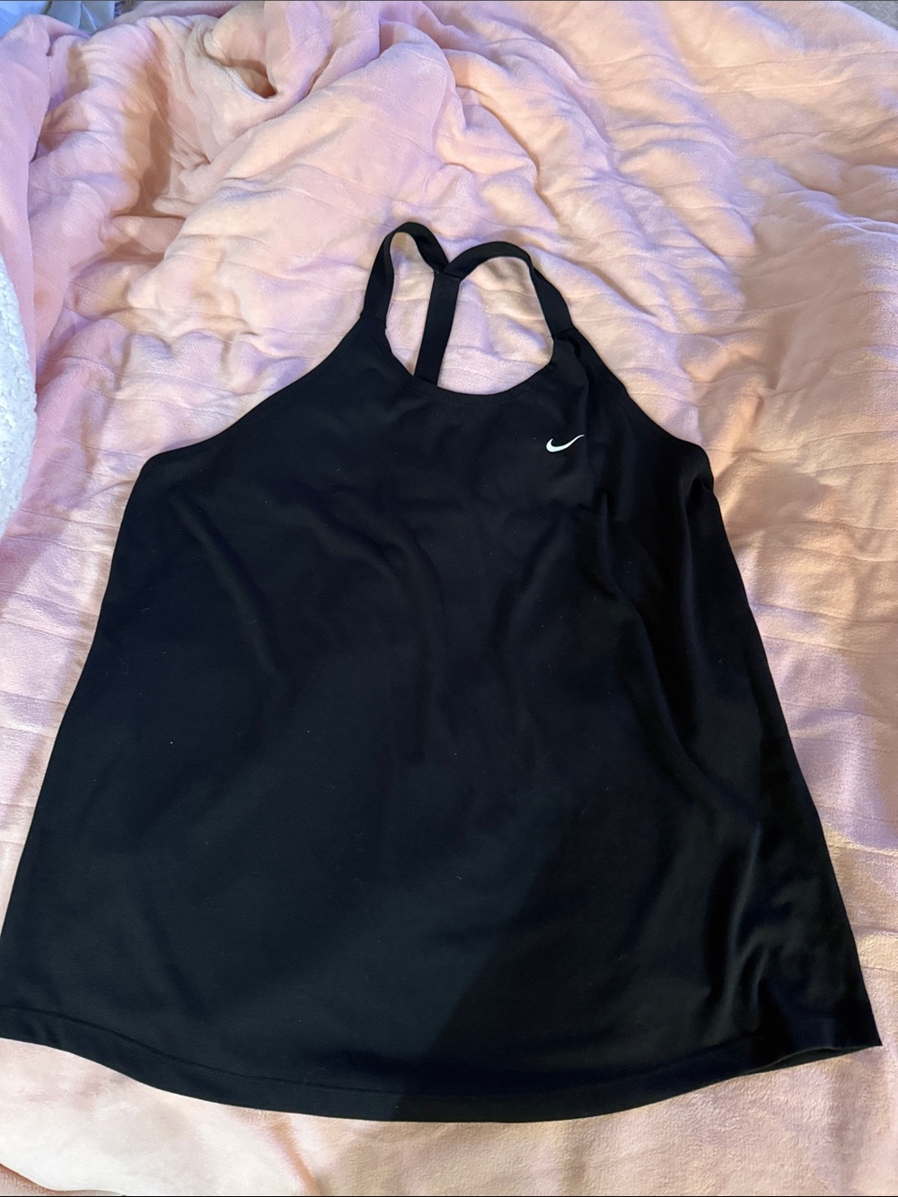 Nike Black Athletic Racerback Tank with White Swoosh